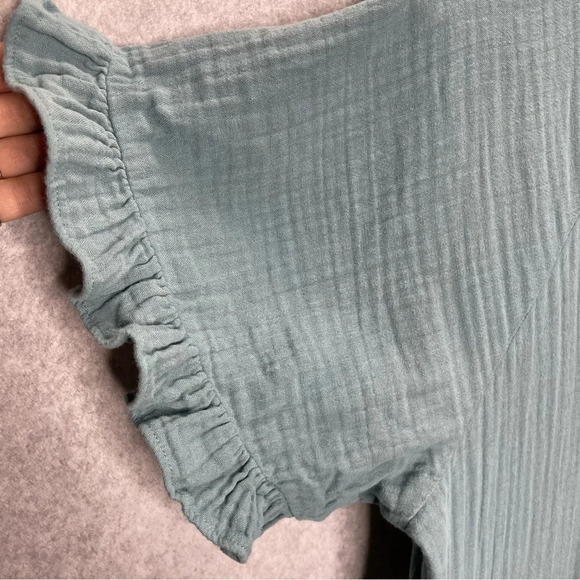 Madewell Babydoll Ruffle Sleeve Gauzy Cotton V Neck Easy Mini Dress - Picture 4 of 7